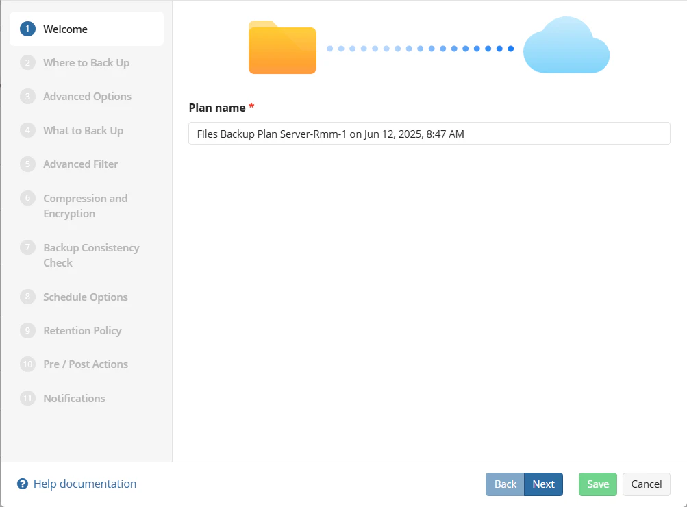 screenshot of MSP360 Backup
